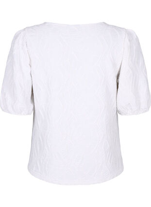 Kortermet bluse med tekstur, Bright White, Packshot image number 1