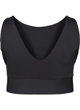 CORE, MID SUPPORT SPORTS BRA - Sports-BH med V-skjæring på ryggen, Black, Packshot image number 1