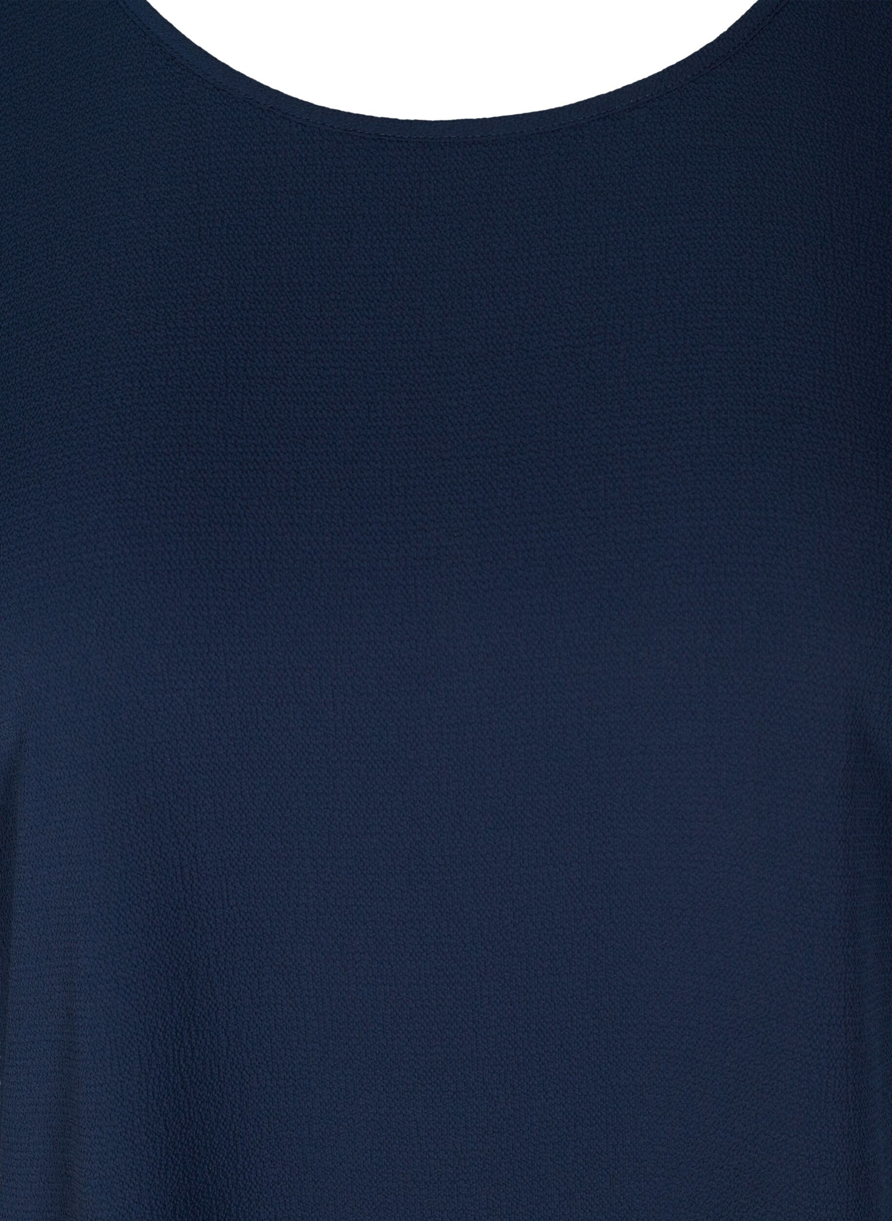 ZizziKortermet bluse med rund hals, Bl&aring;, Packshot image number 2