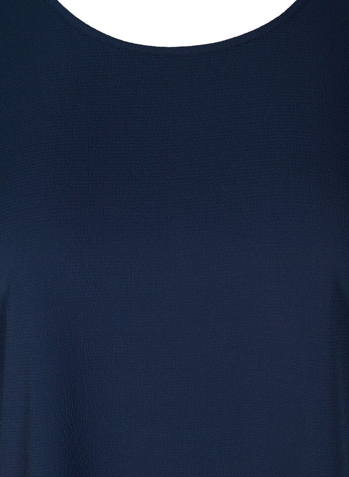 Kortermet bluse med rund hals, Bl&aring;, Packshot image number 2