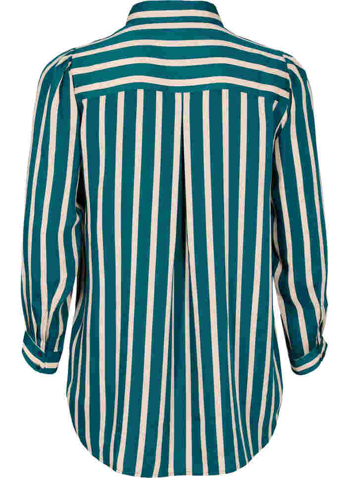 Stripete skjorte med lange ermer, Green Stripe, Packshot image number 1