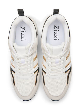 Sneakers med wide fit, White/Gold, Packshot image number 1