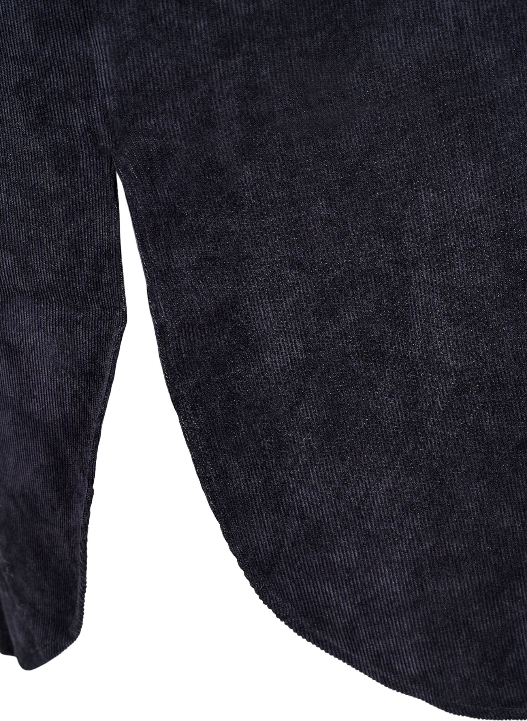 Zizzi Lang cordfl&oslash;yelskjole med knapper, Black, Packshot image number 3