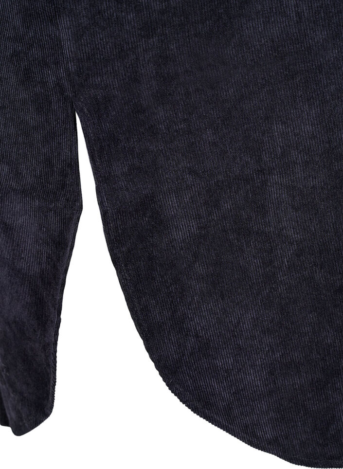 Lang cordfløyelskjole med knapper, Black, Packshot image number 3