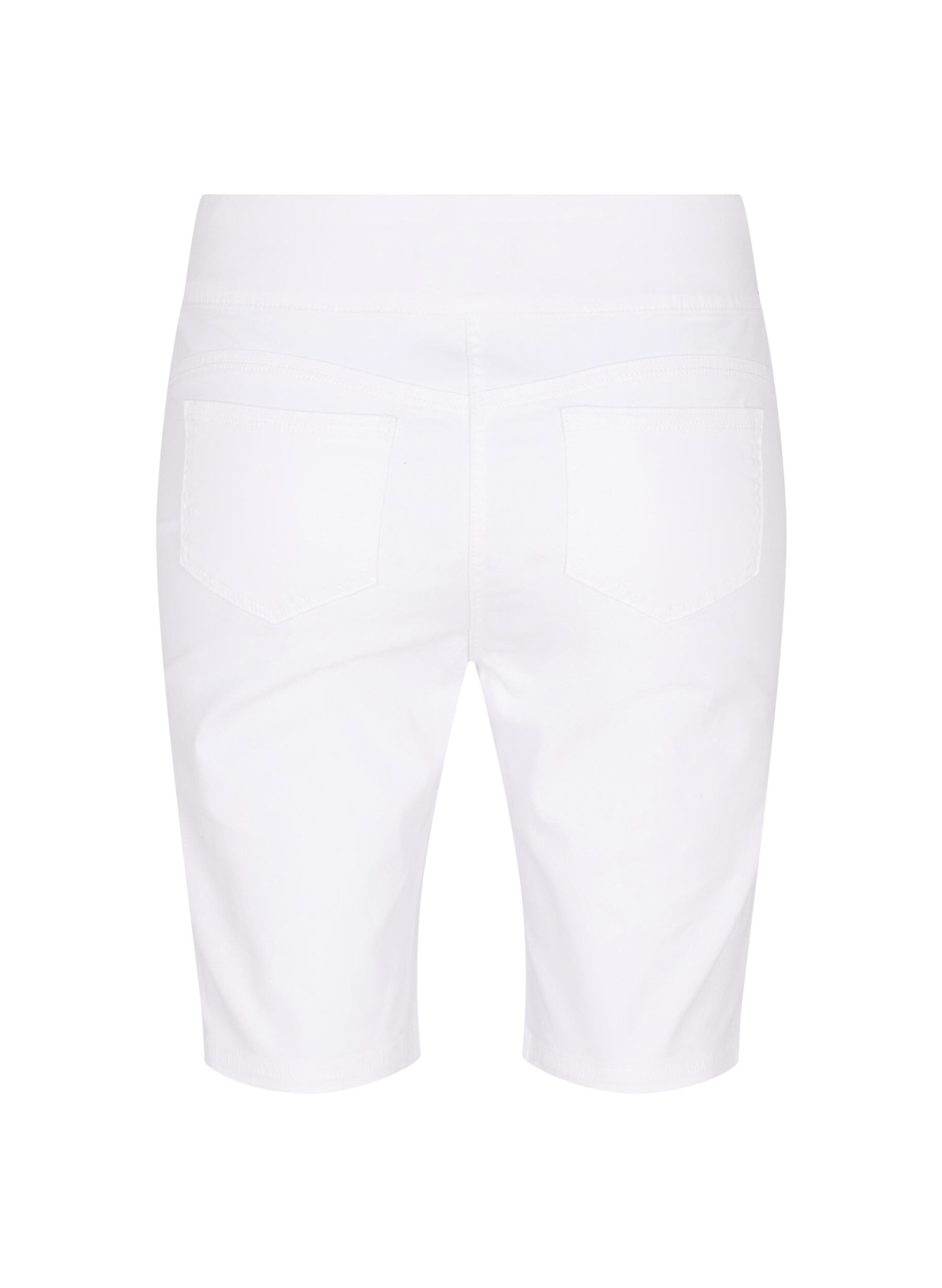 Zizzi Tettsittende shorts med baklommer, White, Packshot image number 1