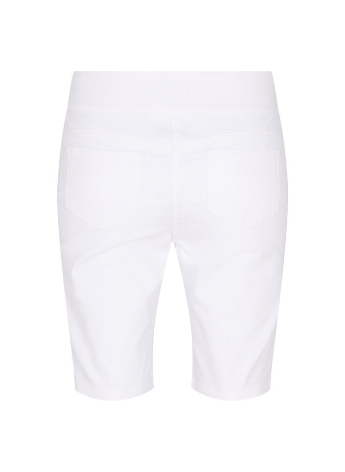 Tettsittende shorts med baklommer, White, Packshot image number 1
