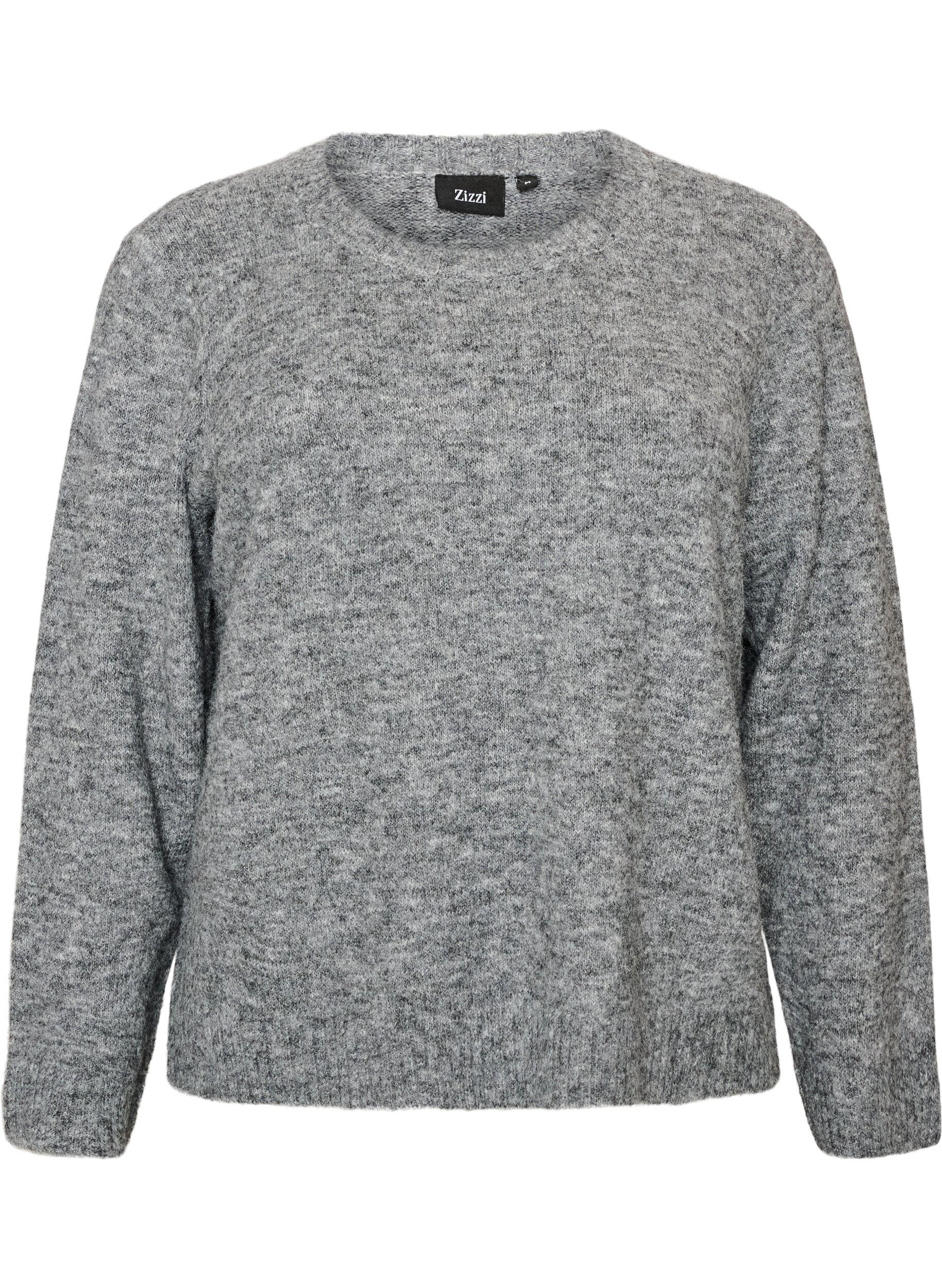 ZizziLoose fit genser med rund hals, Gr&aring;, Packshot image number 0