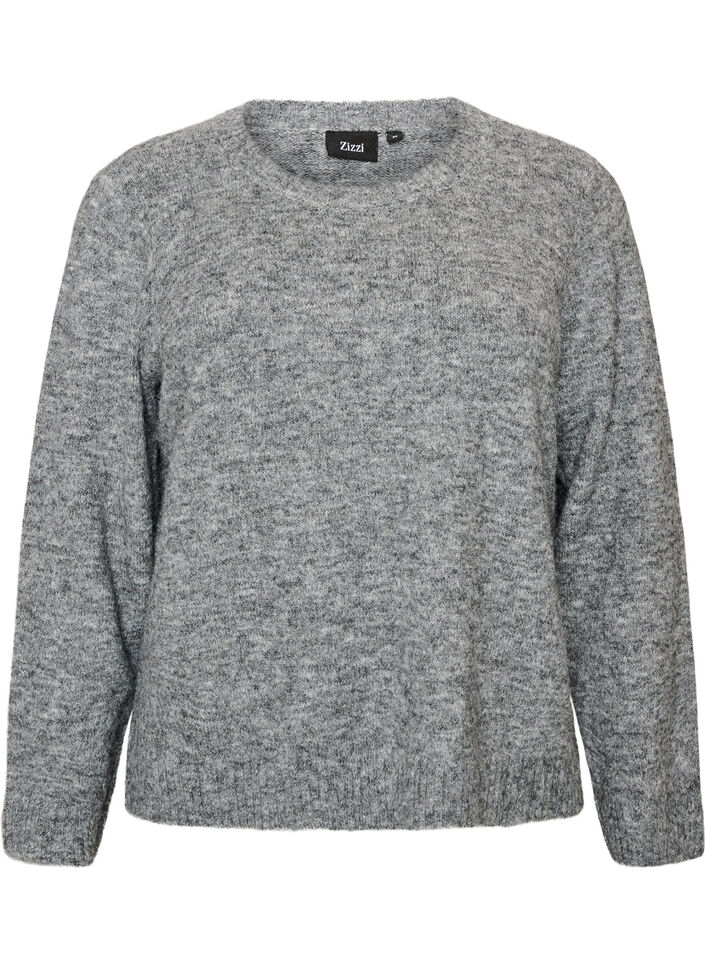 Loose fit genser med rund hals, Gr&aring;, Packshot image number 0