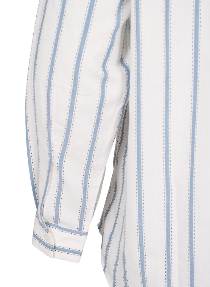 Stripet bluse med knyteutstyr, Hvit, Packshot image number 4