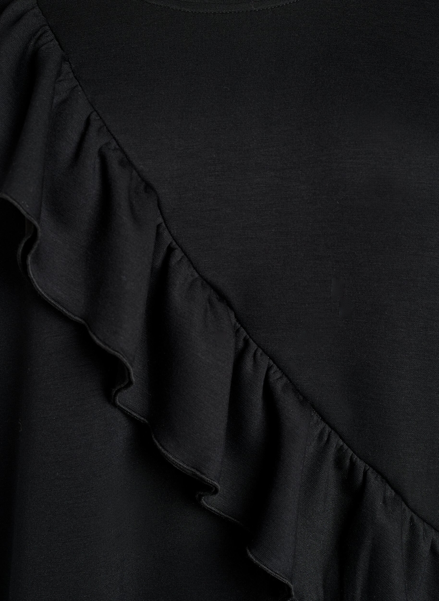 ZizziJersey bluse med diagonal rysjedetalj, Svart, Packshot image number 2