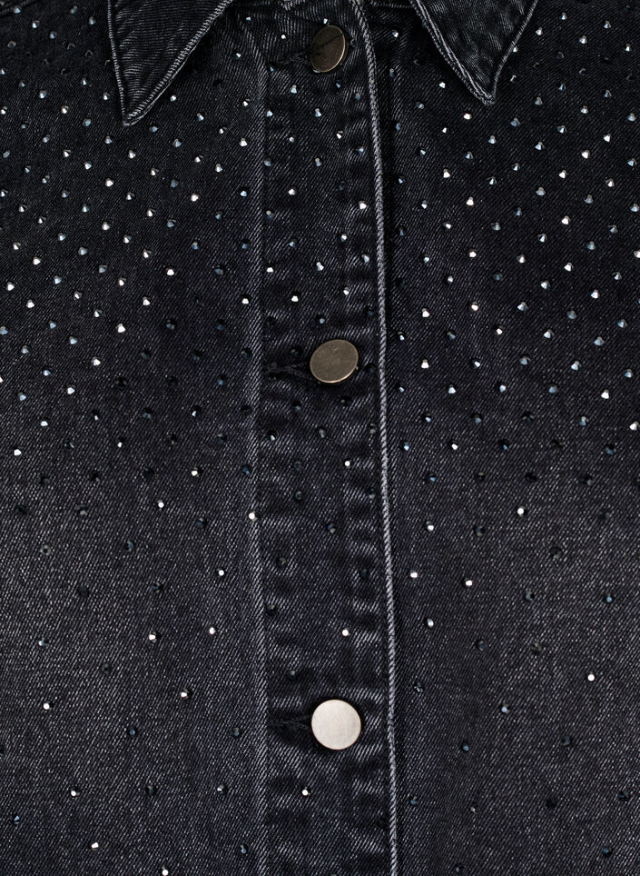 Denimjakke med rhinesteiner og store frontlommer, Grey Denim, Packshot