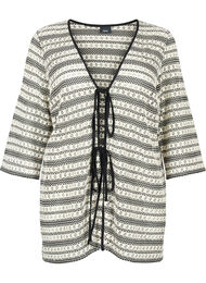 Heklet cardigan med knytebelte, Black White
