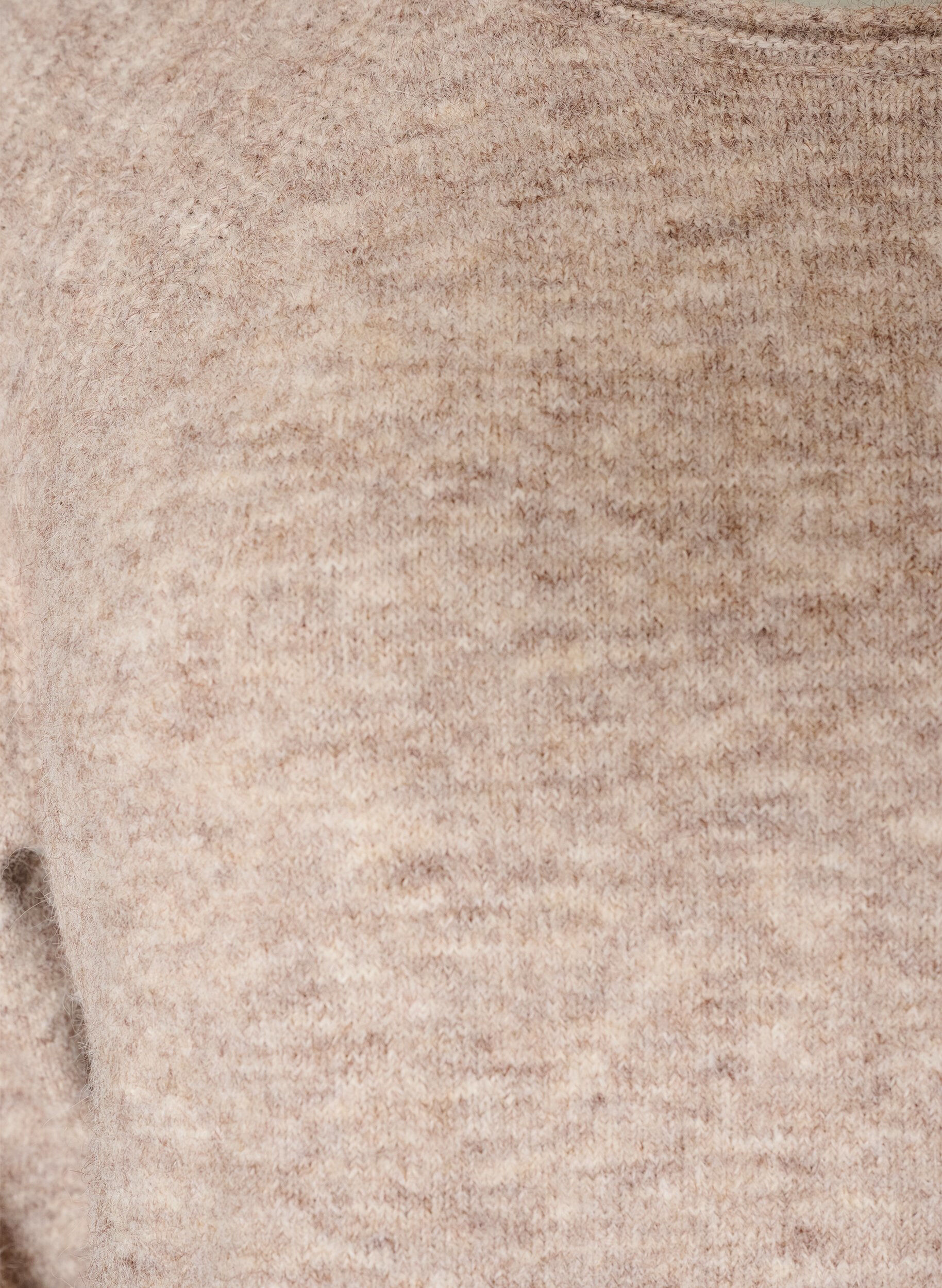 ZizziStrikkebluse med raglanermer og en bred blondedetalj, Beige, Packshot image number 2