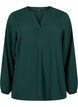 Ensfarget bluse med V-hals, Scarab, Packshot image number 0