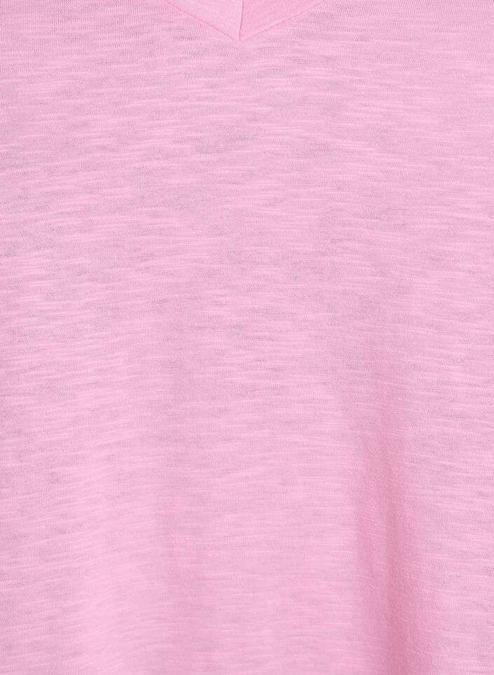Kortermet basic t-skjorte med v-hals, Begonia Pink, Packshot
