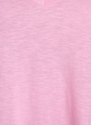 Zizzi Kortermet basic t-skjorte med v-hals, Rosa, Packshot image number 2