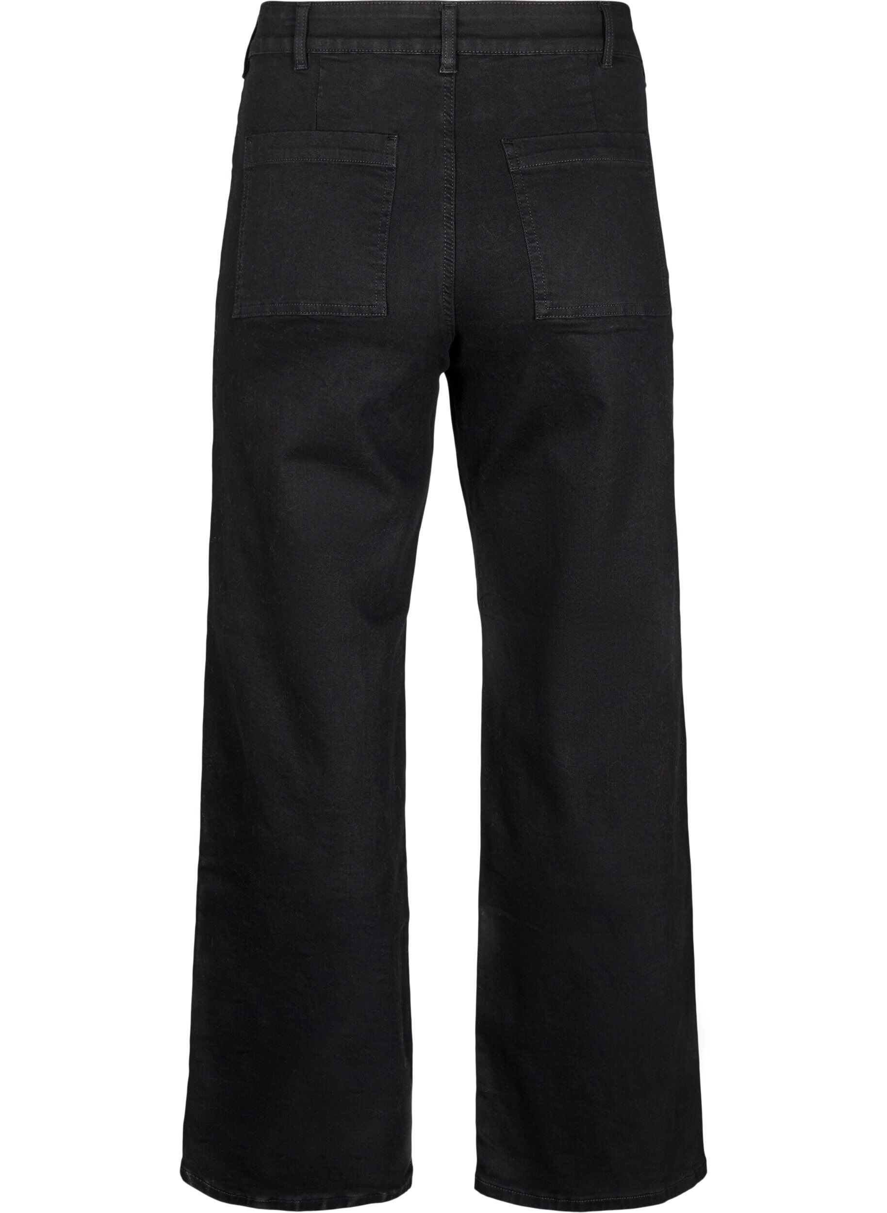 ZizziJeans med h&oslash;y midje og vide ben, Svart, Packshot image number 1