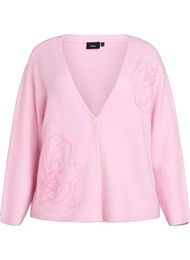 Cardigan med V-hals og broderte blomster, Fairy Tale