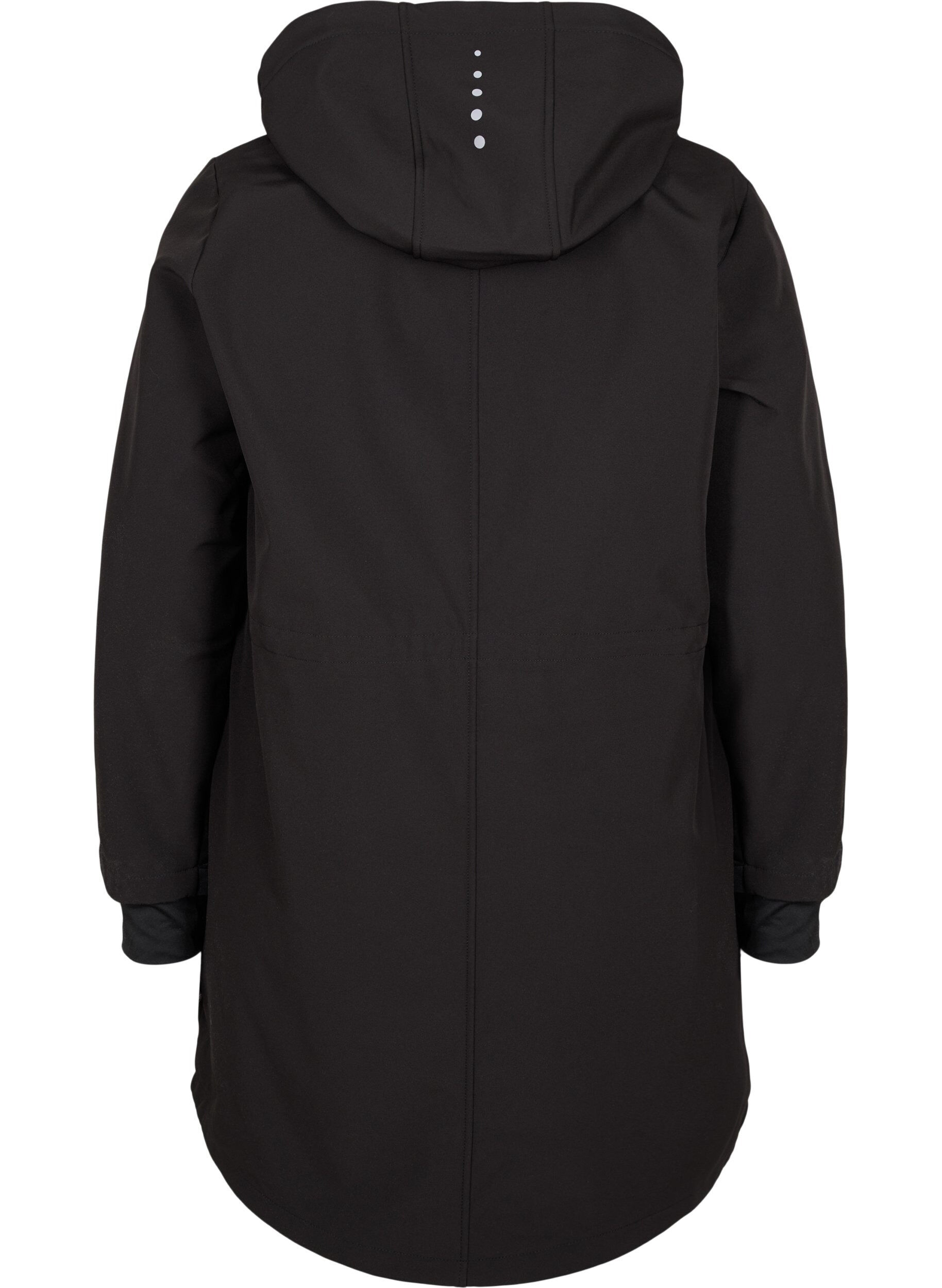 Zizzi Softshelljakke med tilh&oslash;rende fleece, Black Solid, Packshot image number 1