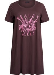 Kortermet nattkjole i &oslash;kologisk bomull, Brun