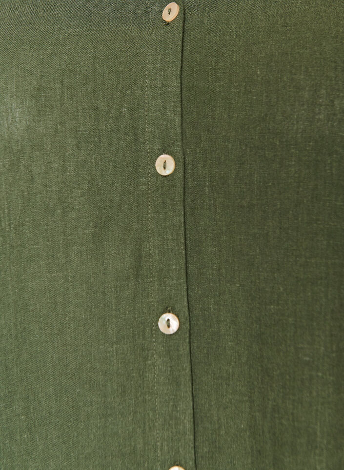 Bluse i lin og viskose med V-hals, Gr&oslash;nn, Packshot image number 2
