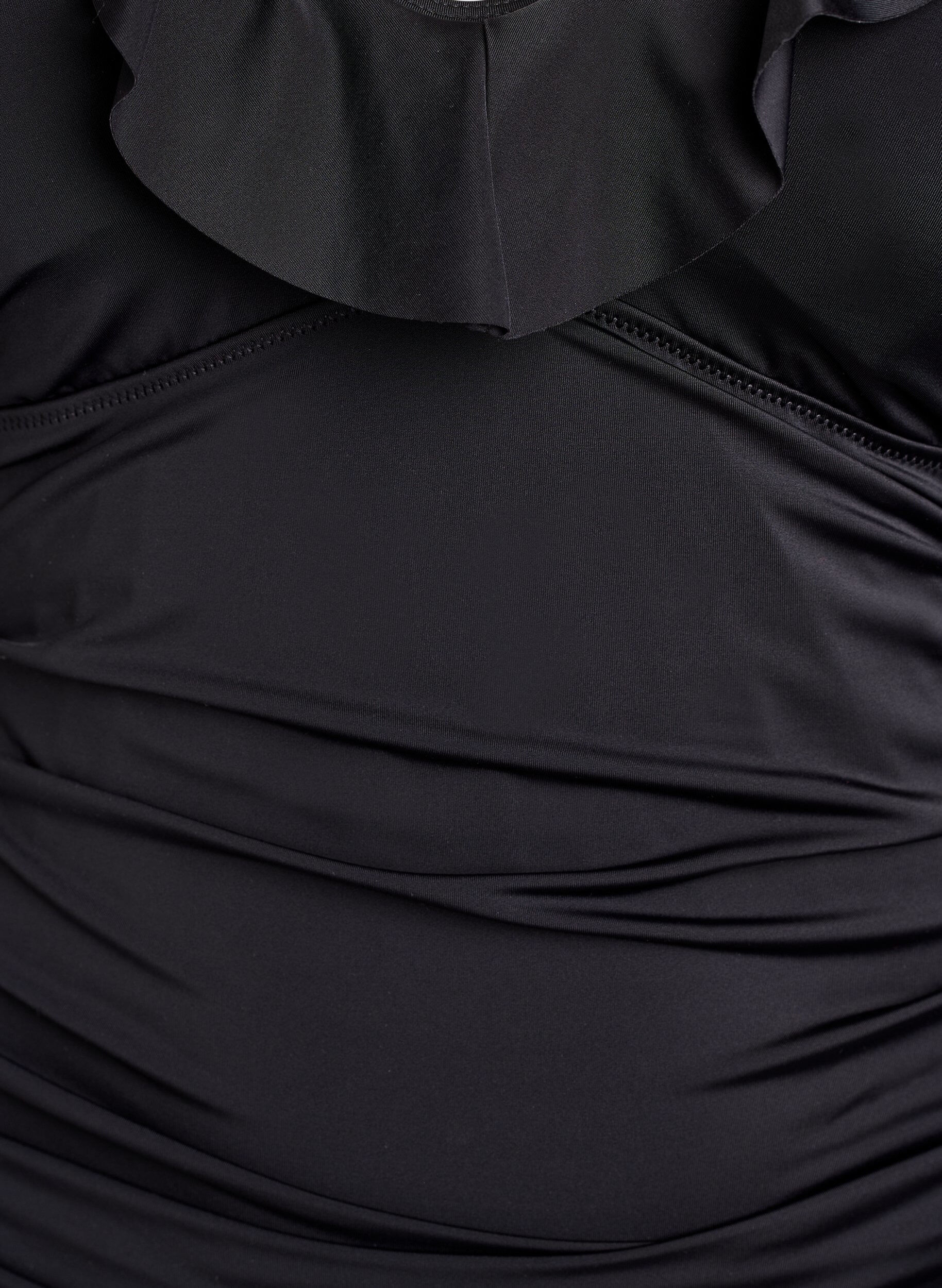 Zizzi Badedrakt med volanger og uttagbare innlegg, Svart, Packshot image number 2