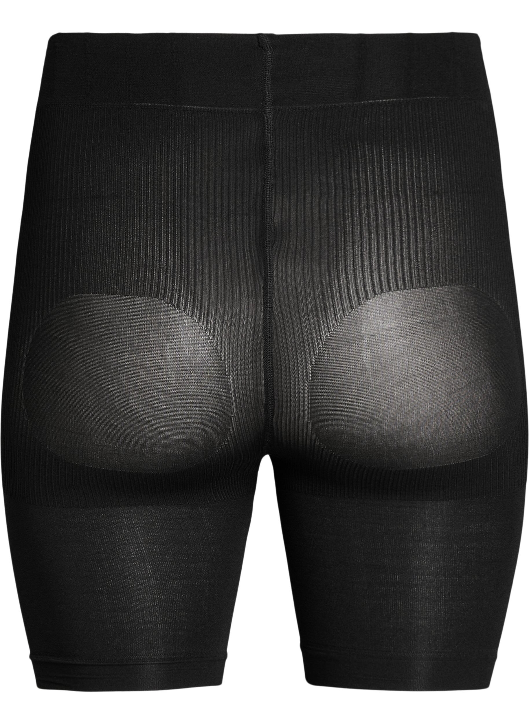 Zizzi2-pakning push-up shorts i 60 denier med shaping-effekt, Svart, Packshot image number 1