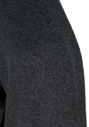 Melert strikket cardigan med lommer, Dark Grey Melange, Packshot image number 2