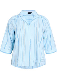 Bluse med krage og 3/4 ermer, Ice Melt Stripe