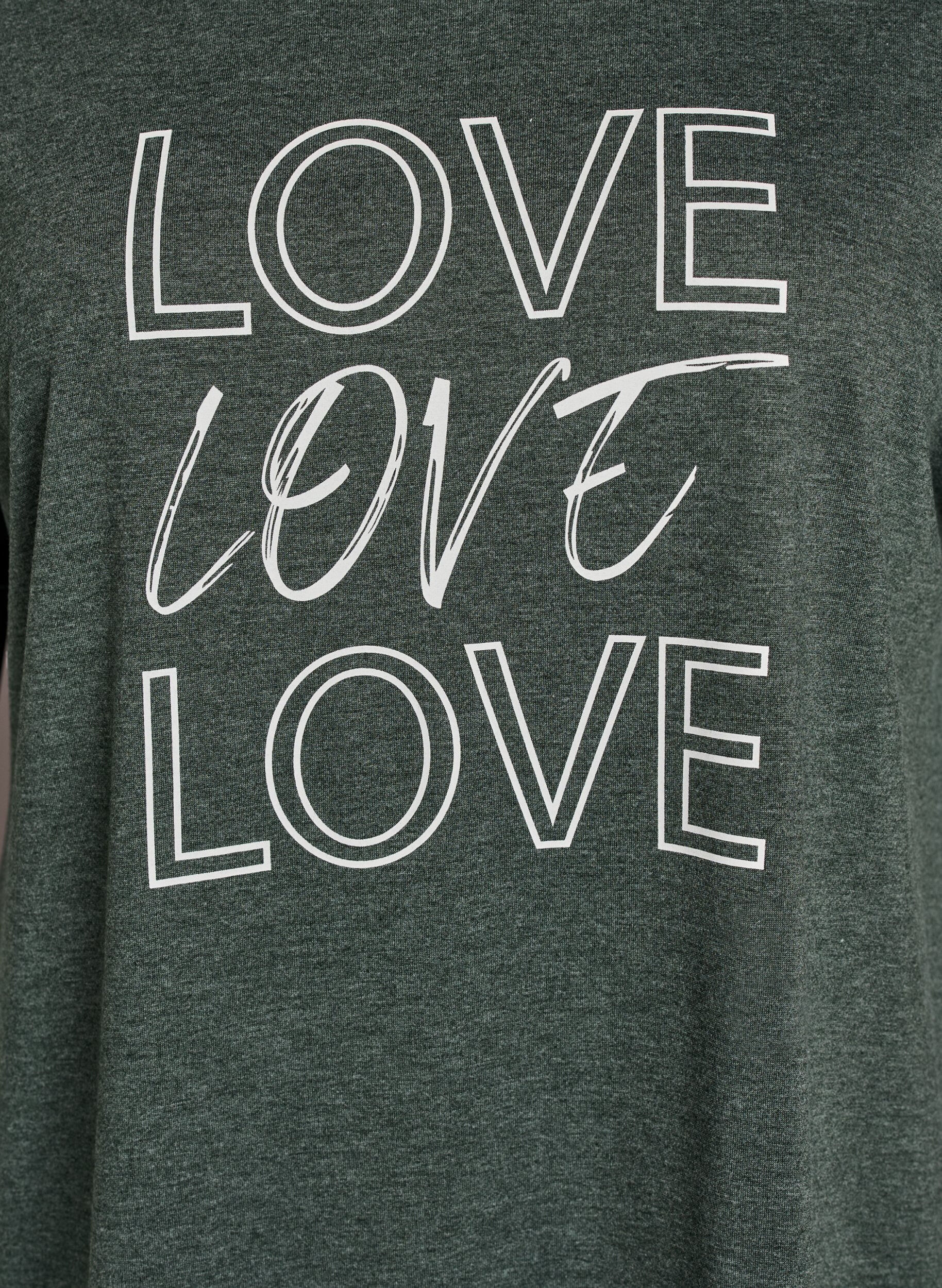 Zizzi Kortermet nattkjole med teksttrykk, Gr&oslash;nn, Packshot image number 2