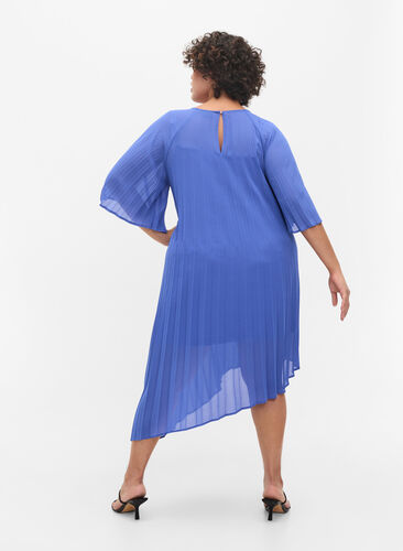 Kjole med 2/4-ermer og A-form, Dazzling Blue, Model image number 1