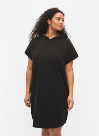 Kortermet kjole med hette, Black, Model