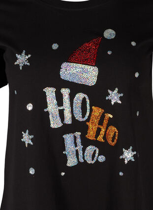 T-skjorte med julemotiv i bomull, Black Ho Ho Ho, Packshot image number 2