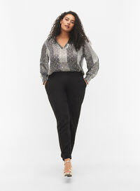 Ensfargede bukser med straight fit, Black, Model