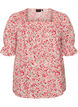 Bluse i bomull med firkantet utringning, R&oslash;d, Packshot image number 0