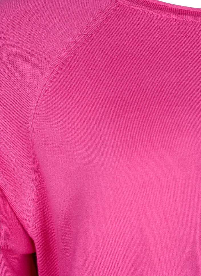Strikket bluse i viskose med 3/4 ermer, Raspberry Rose, Packshot image number 2