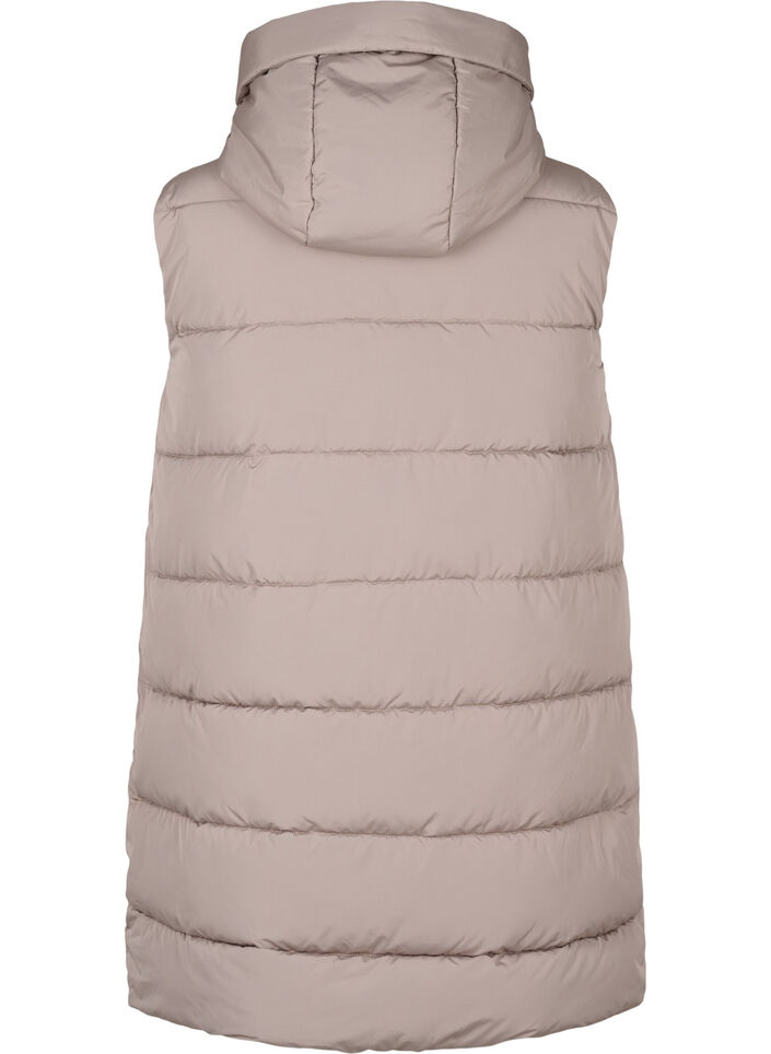 Lang vest med hette og lommer, Beige, Packshot image number 1