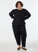 Jerseybluse med struktur og ballongsilhuett, Svart, Model image number 1