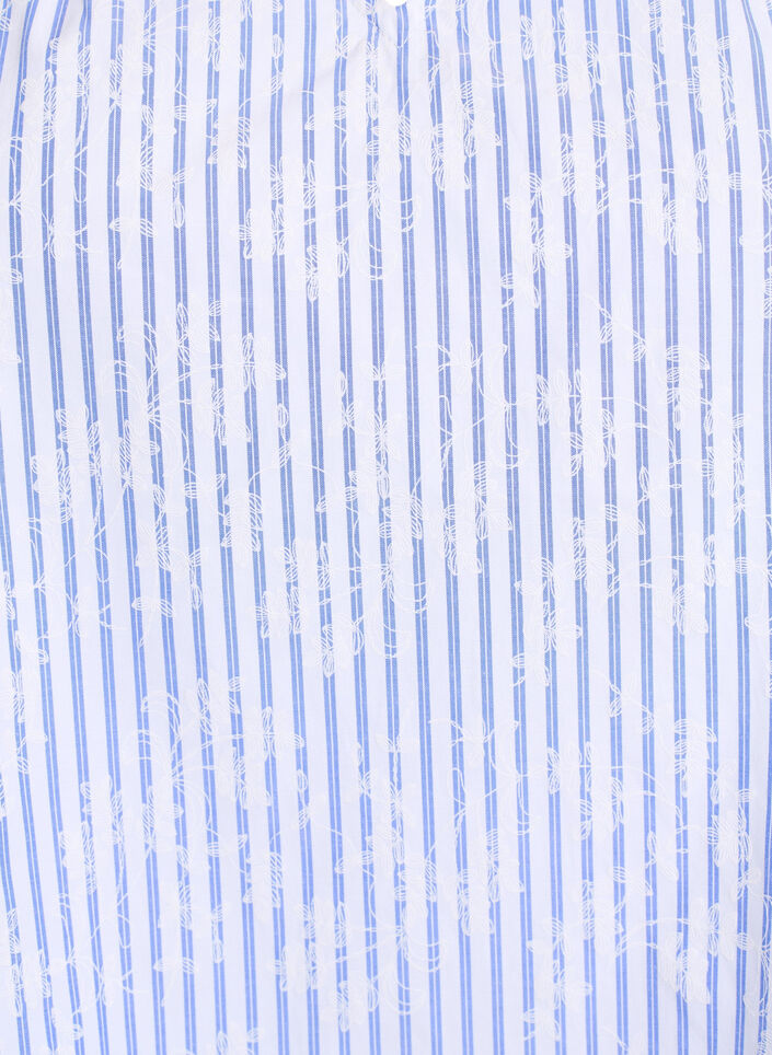 Ermeløs bluse med striper og blomstertrykk, Blå, Packshot image number 2