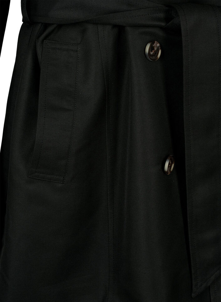 Kort trenchcoat med belte, Svart, Packshot image number 3