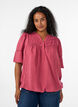 Viskosebluse med legg og ballongeffekt, Rosa, Model image number 0