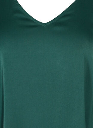 Ensfarget bluse med 3/4-ermer og V-hals, Pine Grove, Packshot image number 2
