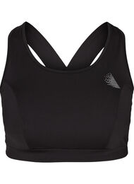 Ensfarget sports-BH med krysset rygg, Black