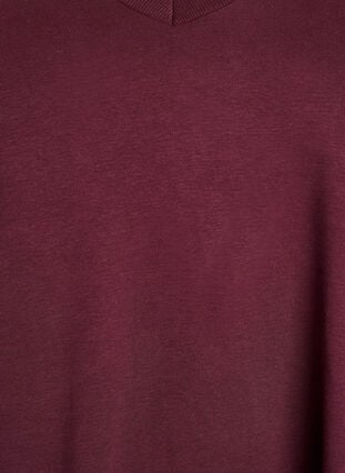 Zizzi Basis V-hals T-skjorte i økologisk bomull, Mørk Bordeaux, Packshot image number 2