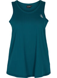 Ensfarvet treningstopp med rund hals, Deep Teal
