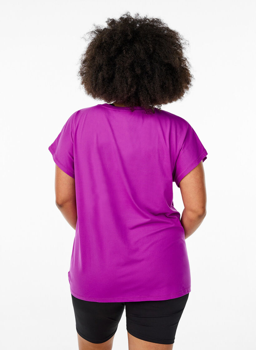 Ensfarget trenings-T-skjorte, Purple Cactus Flower, Model