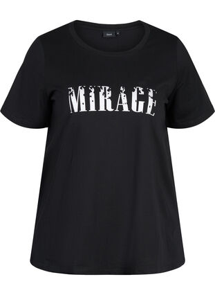 T-skjorte med trykk i organisk bomull, Black, Packshot image number 0