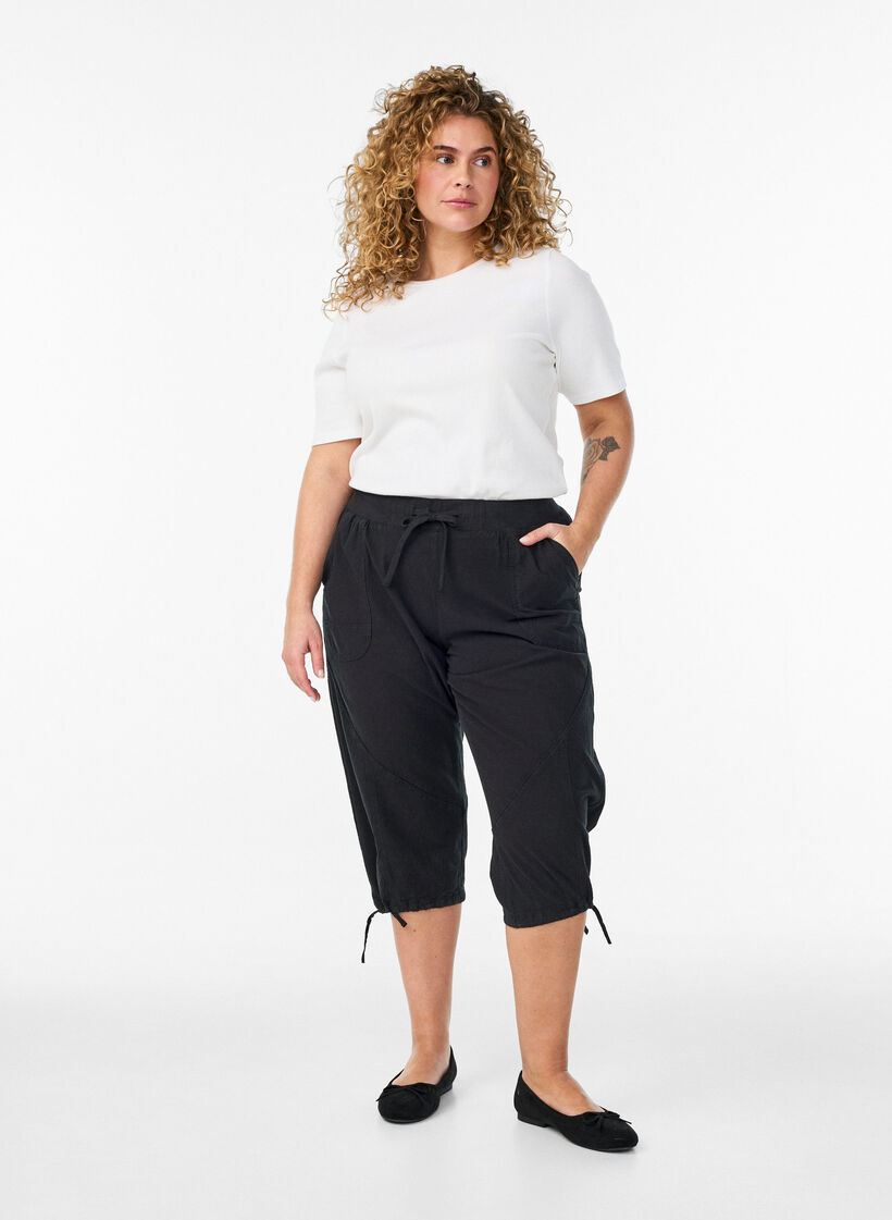 Capribukser i bomull, Svart, Model image number 0