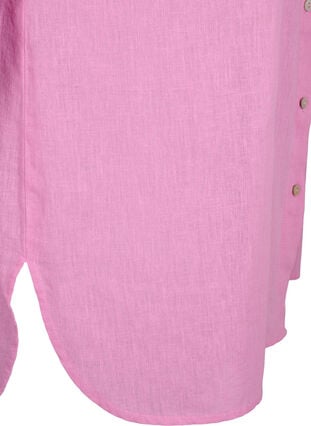 Lang skjorte i lin og bomull, Rosebloom, Packshot image number 3