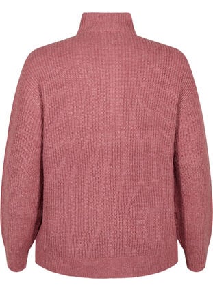Zizzi FLASH - strikket genser med høy hals og glidelås, Rosa, Packshot image number 1